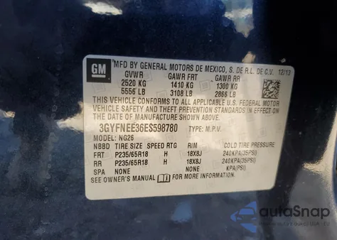 2014 Cadillac Srx Luxury Collection z USA, uszkodzony, nr VIN 3GYFNEE36ES598780